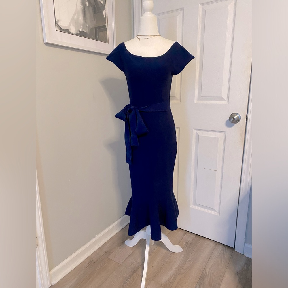 Navy knitted midi dress